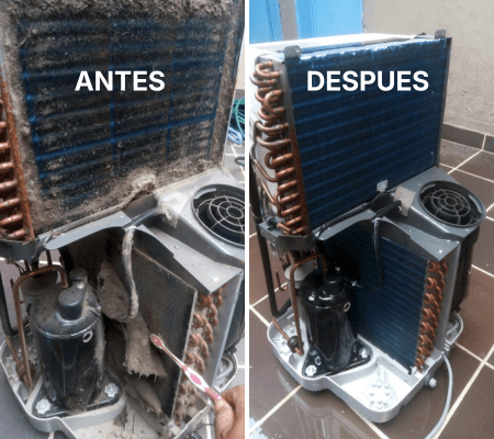 Mantenimiento de aire acondicionado antes y después