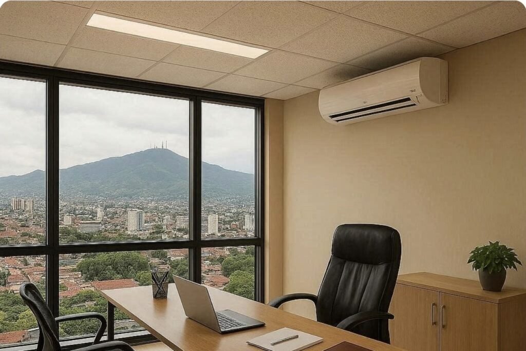 Oficina climatizada con aire acondicionado y vista a Cali
