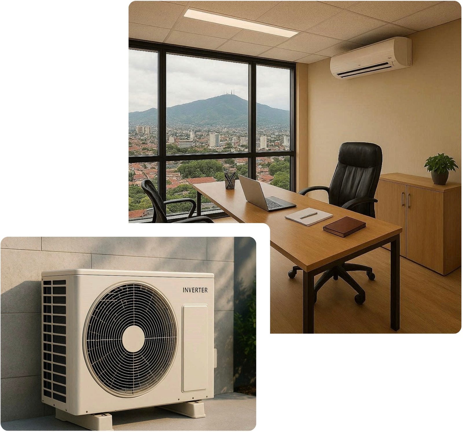 Oficina climatizada y equipo inverter